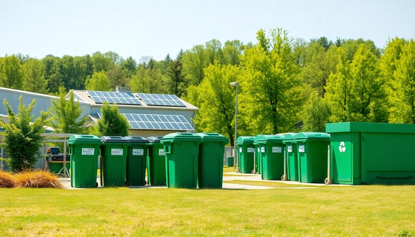 Showcase of CYB Environmental's eco-friendly waste management facility integrated within nature.