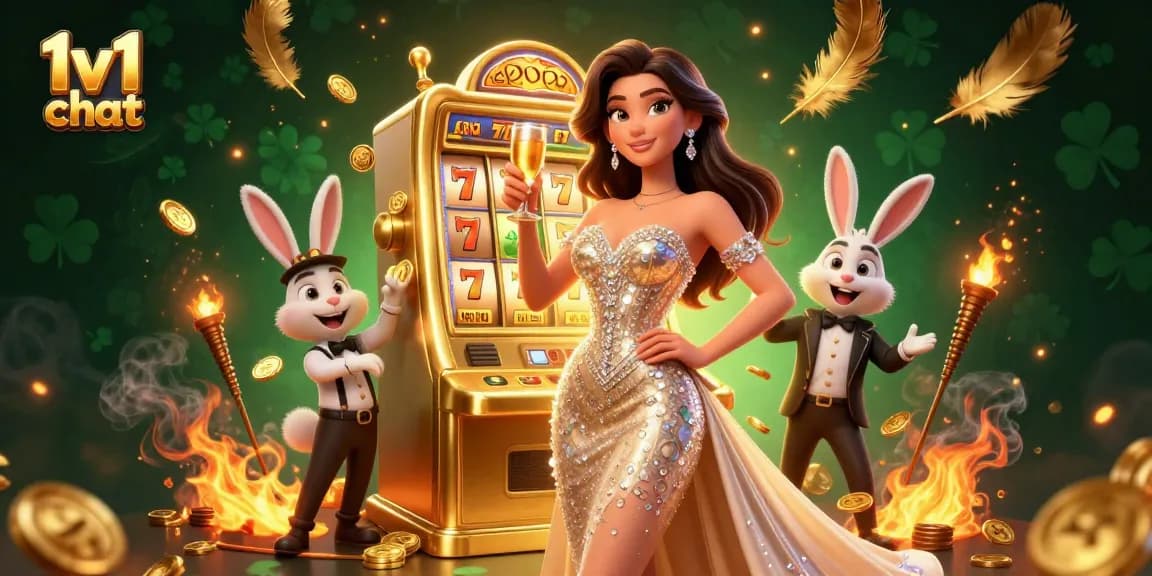 Engage with 1v1 chat in this vibrant, dynamic casino scene filled with excitement.