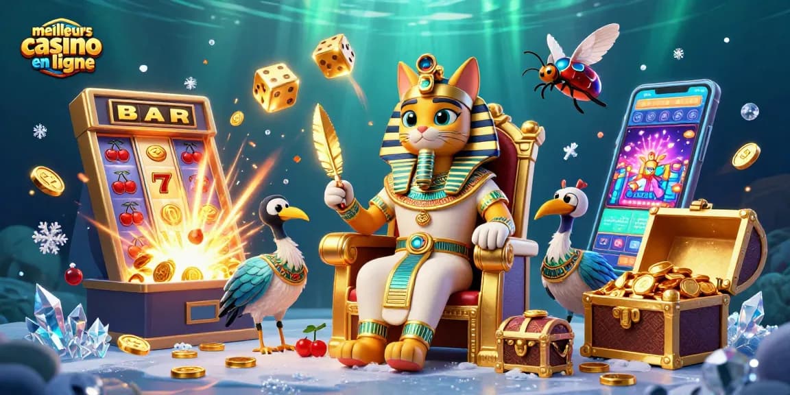 Découvrez des actions de premier ordre sur meilleurs casino en ligne avec un chat pharaon et une scène de machines à sous palpitantes.