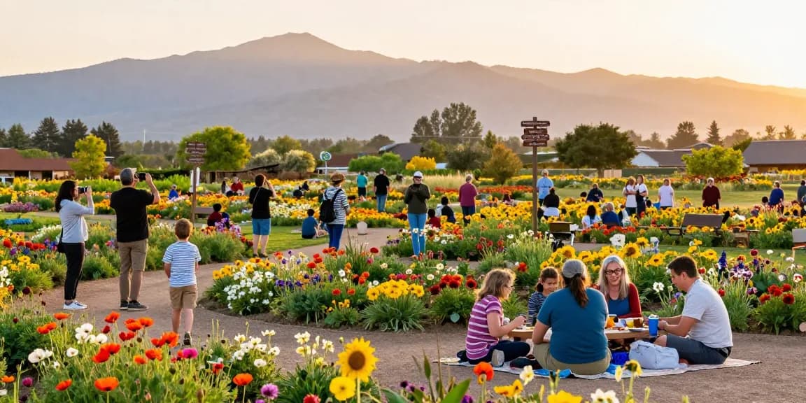 Visitors enjoying the colorful blooms at https://www.thecapayvalleygardentour.com during the vibrant spring season.