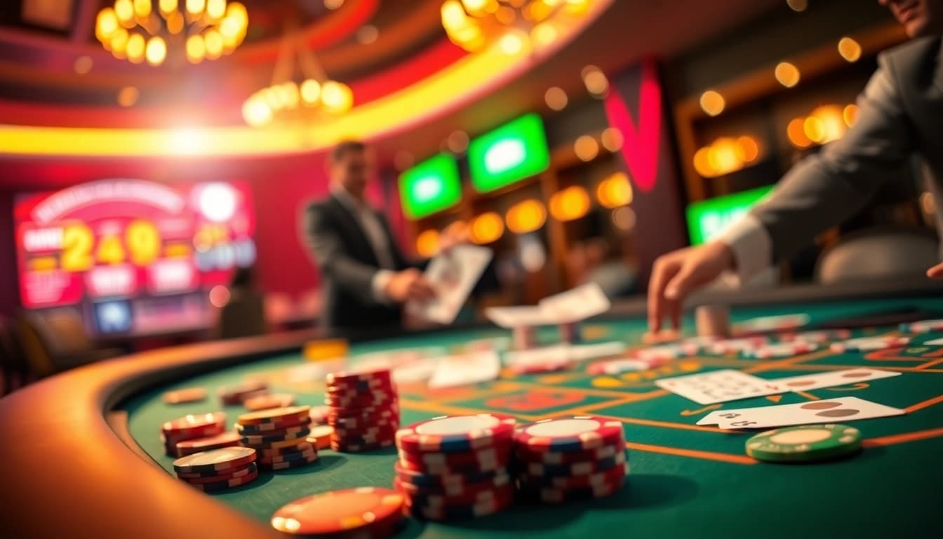 Spiele den casino bonus ohne einzahlung neu an einem aufregenden Tisch mit lebhaften Farben.