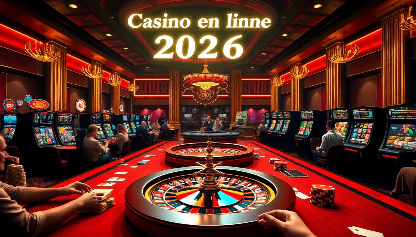 Immergez-vous dans l'ambiance animée du casino en ligne 2026 avec des jeux vibrants, des machines à sous interactives et une roulette en action.