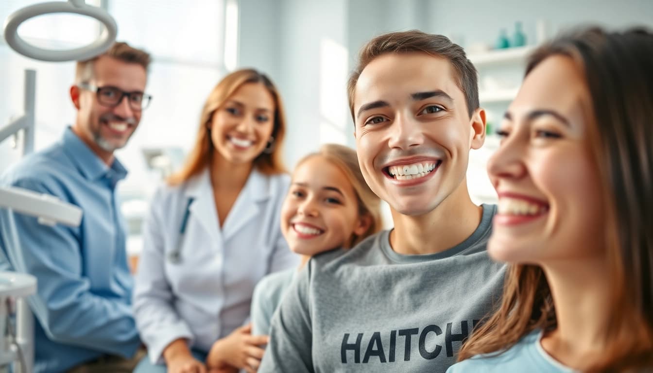 Orthodontist near me assisting a patient in a modern clinic for braces and aligners.