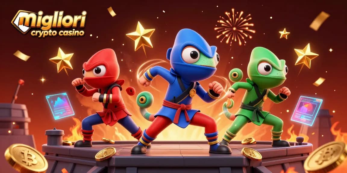Migliori crypto casino: chameleon ninja team in azione, immersi in elementi blockchain e monete digitali.