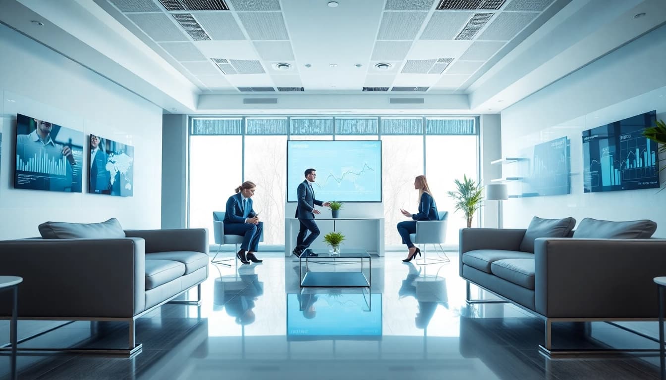 Showcase of Kinghams' property services in a modern office environment.