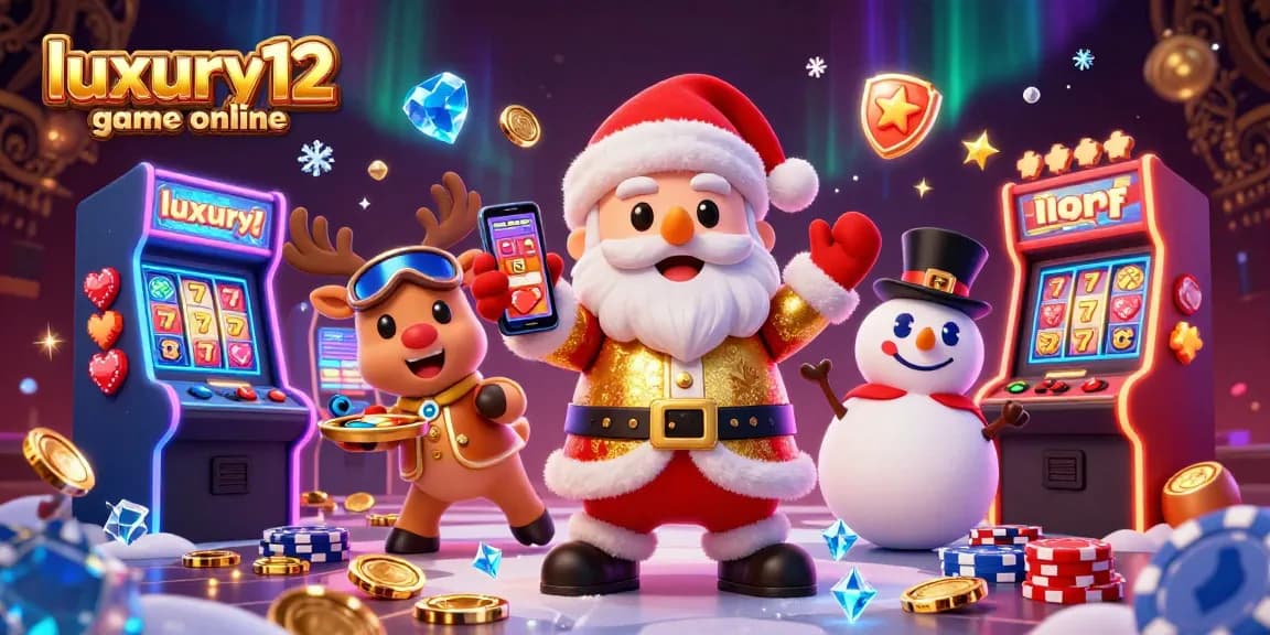 Experience luxury12 game online with festive characters in a vibrant casino setting.