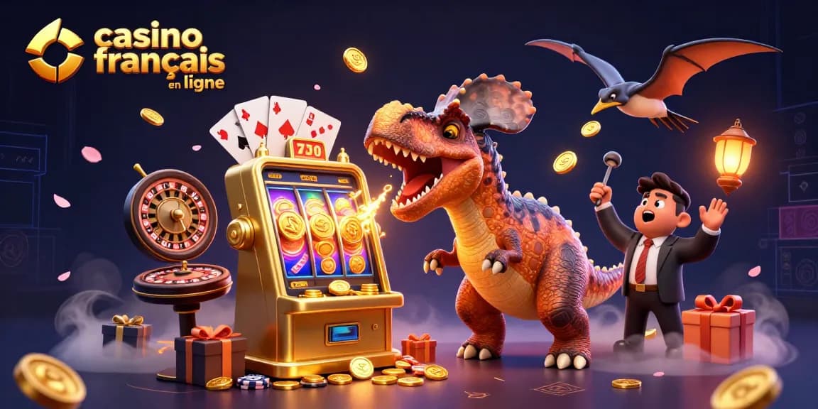 casino français en ligne : un pachycéphalosaure célébrant un jackpot à la machine à sous dynamique