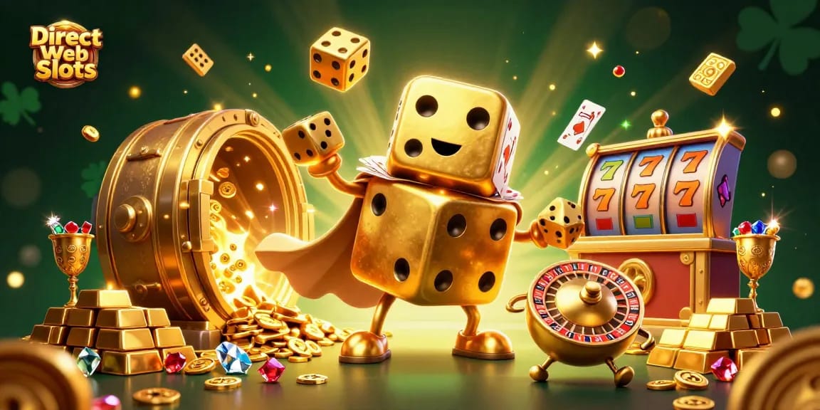 Experience the thrill of Direct Web Slots with vibrant 3D illustrations of unique characters and treasures.