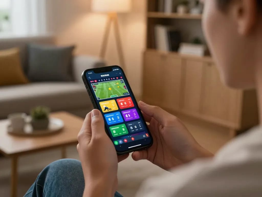 Engaging in strategic sports betting with fly88 smartphone app in a cozy home environment