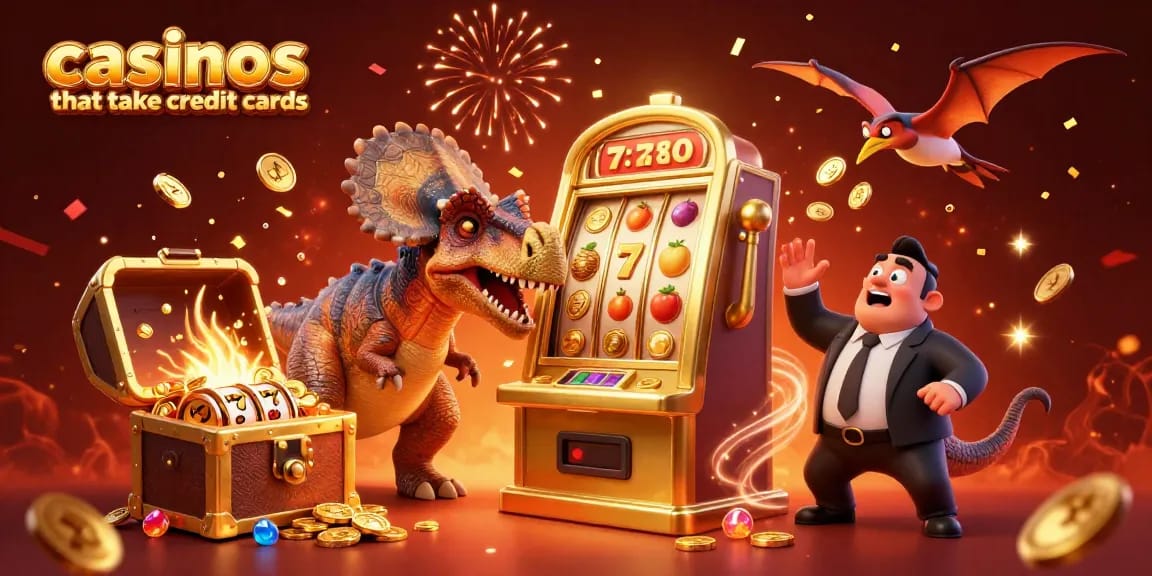 Experience the excitement at casinos that take credit cards with vibrant slot machines, jackpot coins, and dynamic casino action.