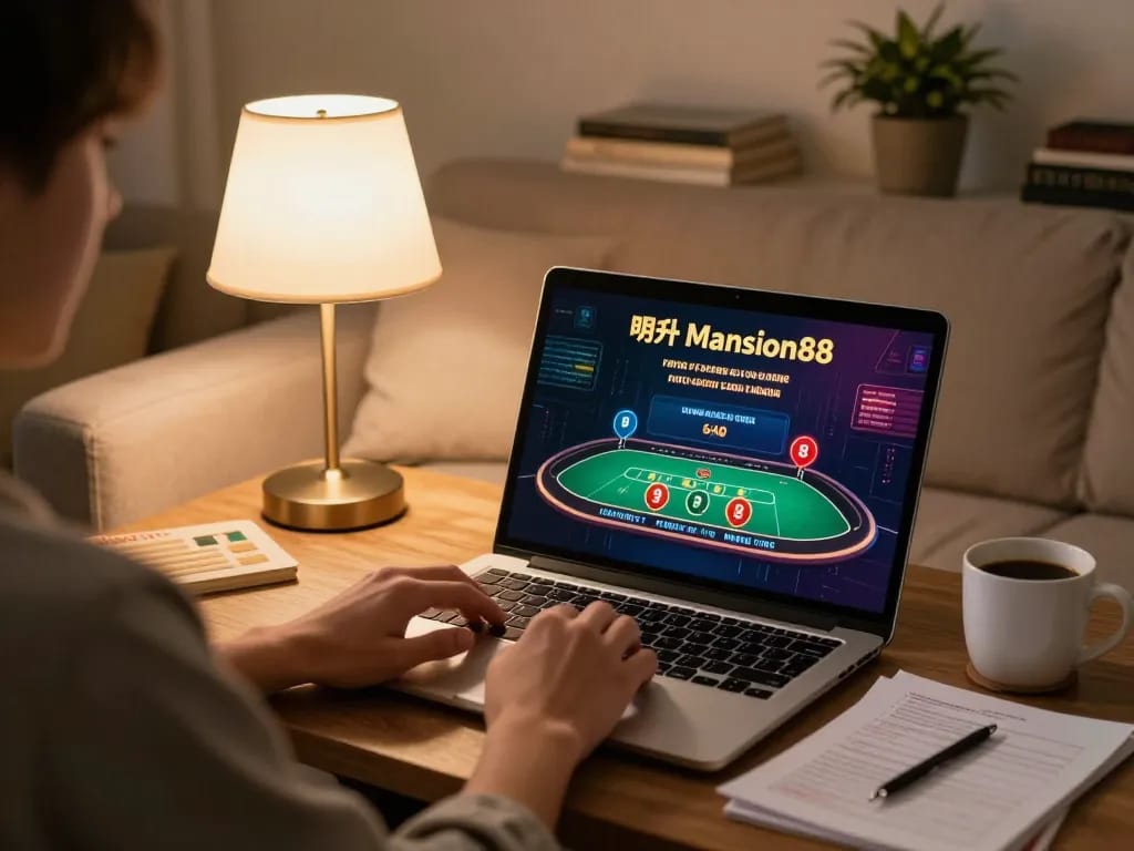 玩家在明升 Mansion88 上使用笔记本电脑进行在线赌博,创造舒适的游戏氛围。