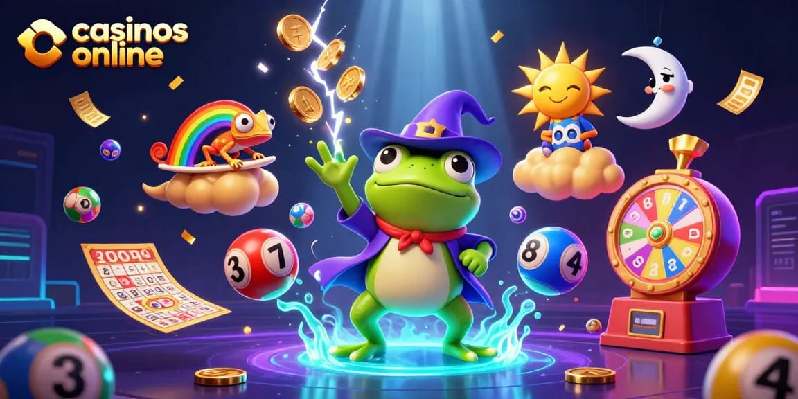 Disfruta de los casinos online con juegos y bonos emocionantes en una ilustración vibrante.