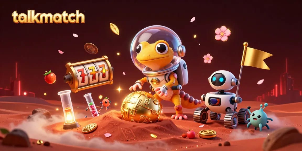Engage with real players in the talkmatch online casino gaming experience, featuring vibrant slot reels and lively treasures.