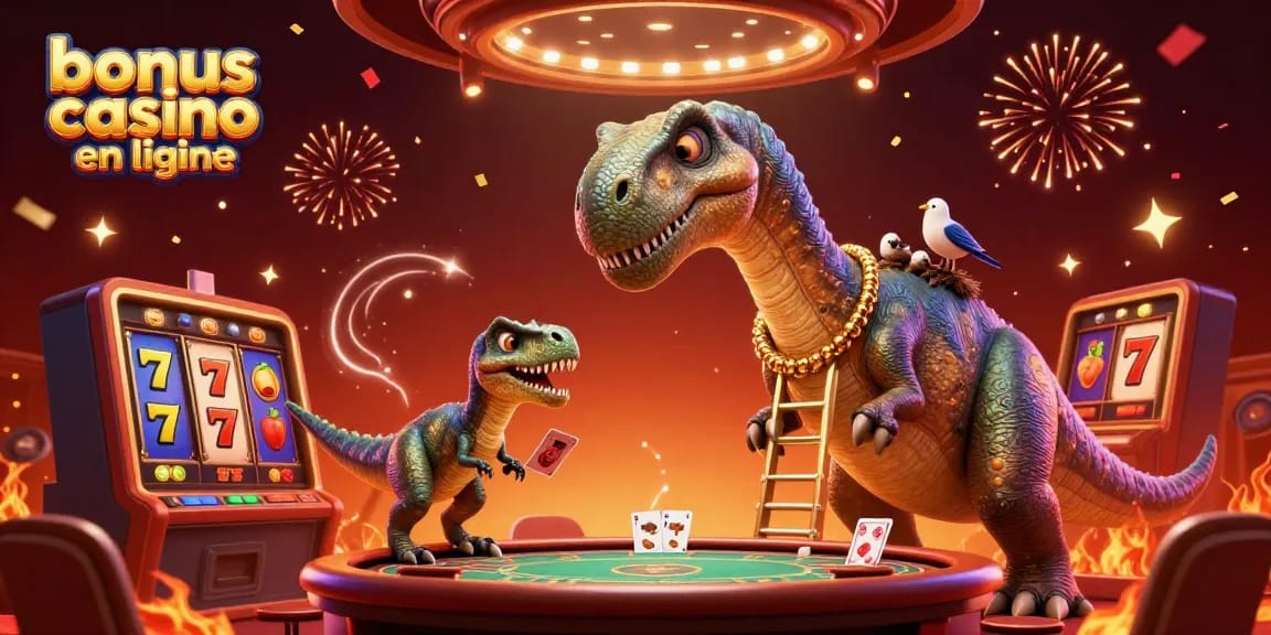 Bonus casino en ligne avec des personnages animés à un poker rempli d'éléments de jeu.