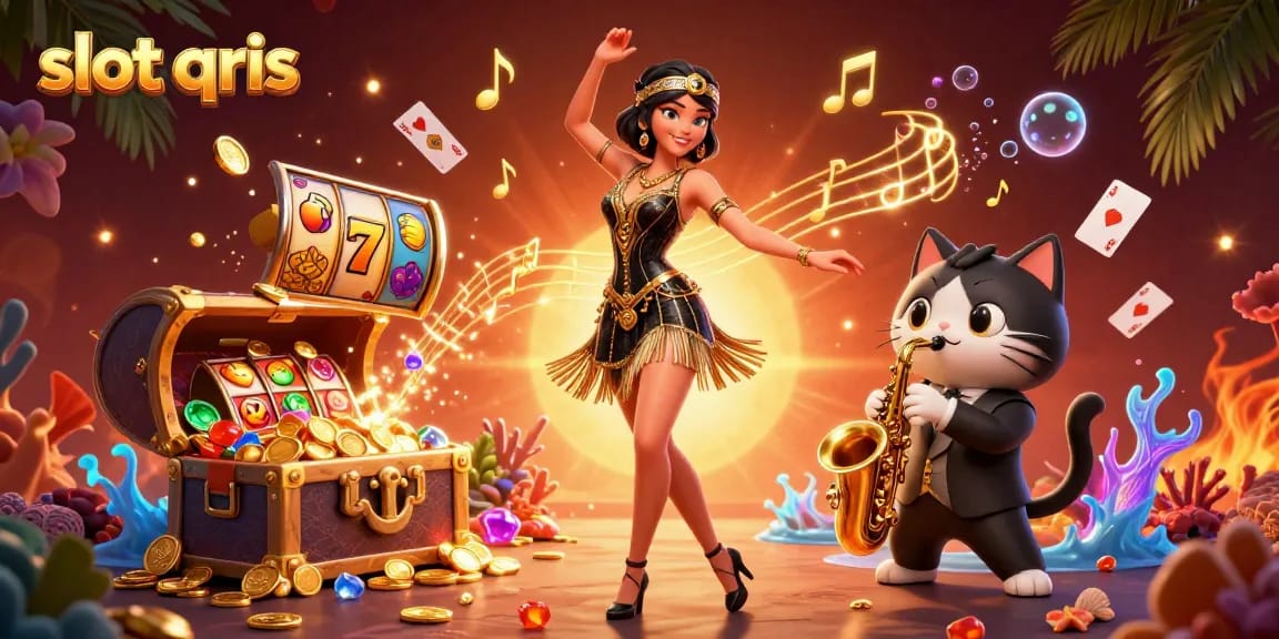Experience thrilling wins with slot qris in a vibrant underwater casino scene.