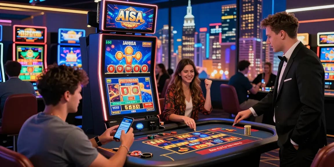 AISA credit card casinos offer an exciting gaming environment with diverse players enjoying slots and live dealer tables.
