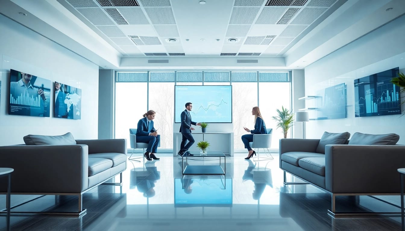 Showcase of Kinghams' property services in a modern office environment.
