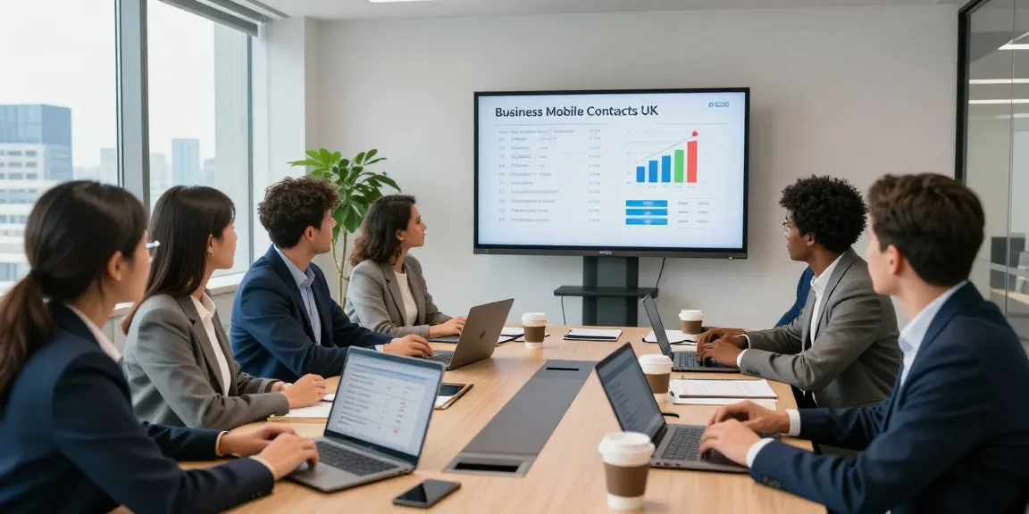 Team collaborating on business mobile contracts UK in a modern office setting