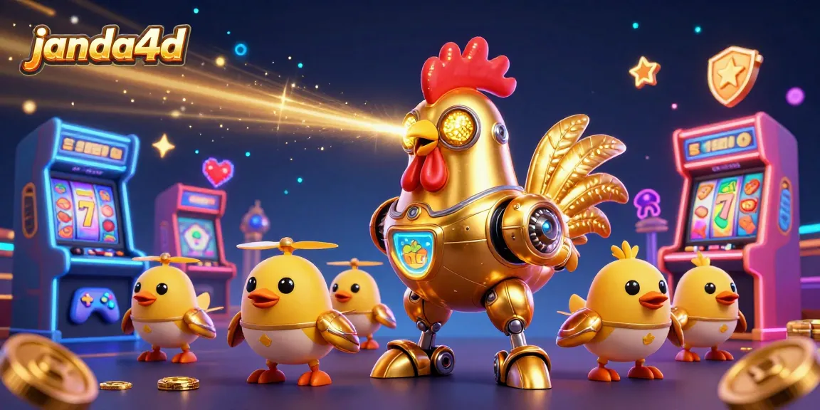 Penggemar janda4d akan terpesona dengan robot ayam emas futuristik ini yang Mengukir pola emas di dunia kasino.