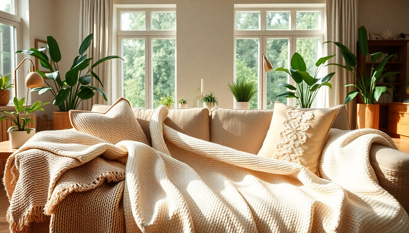 Katoen stof in een stijlvolle woonkamer, waarbij de textuur en sfeer worden benadrukt.