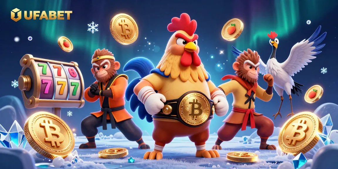 Play games and win big at UFABET with a dynamic scene of gambling characters and vibrant elements.