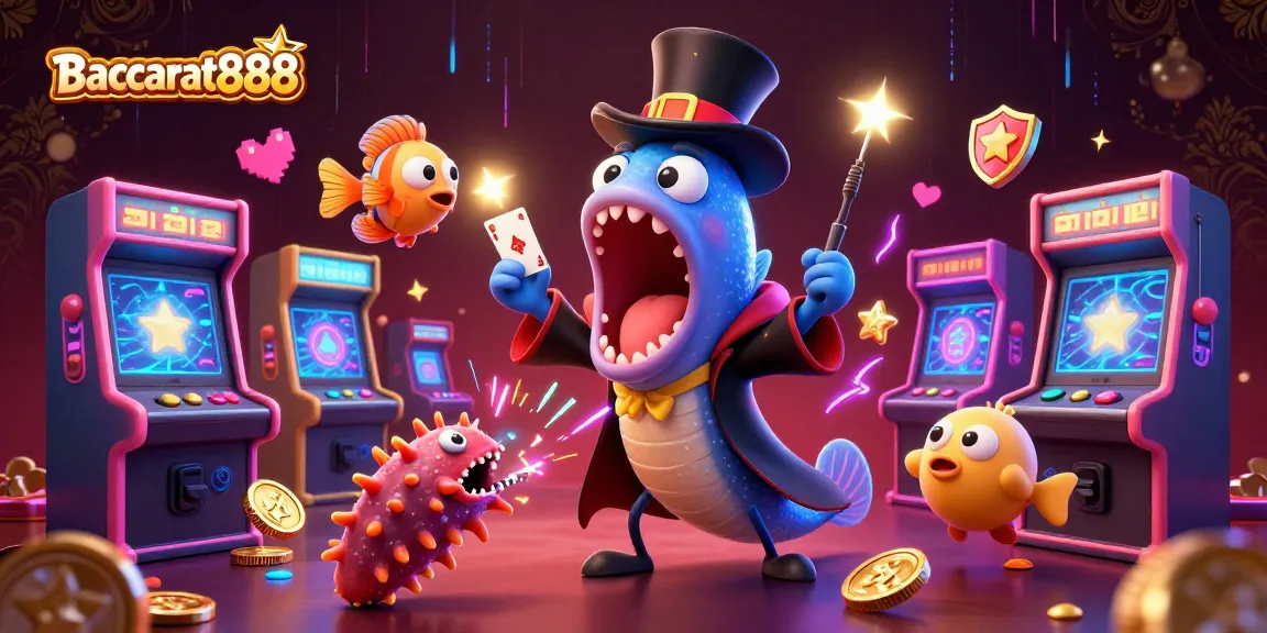 Experience Baccarat888 as a glowing underwater fantasy with magical card tricks and vibrant casino elements.