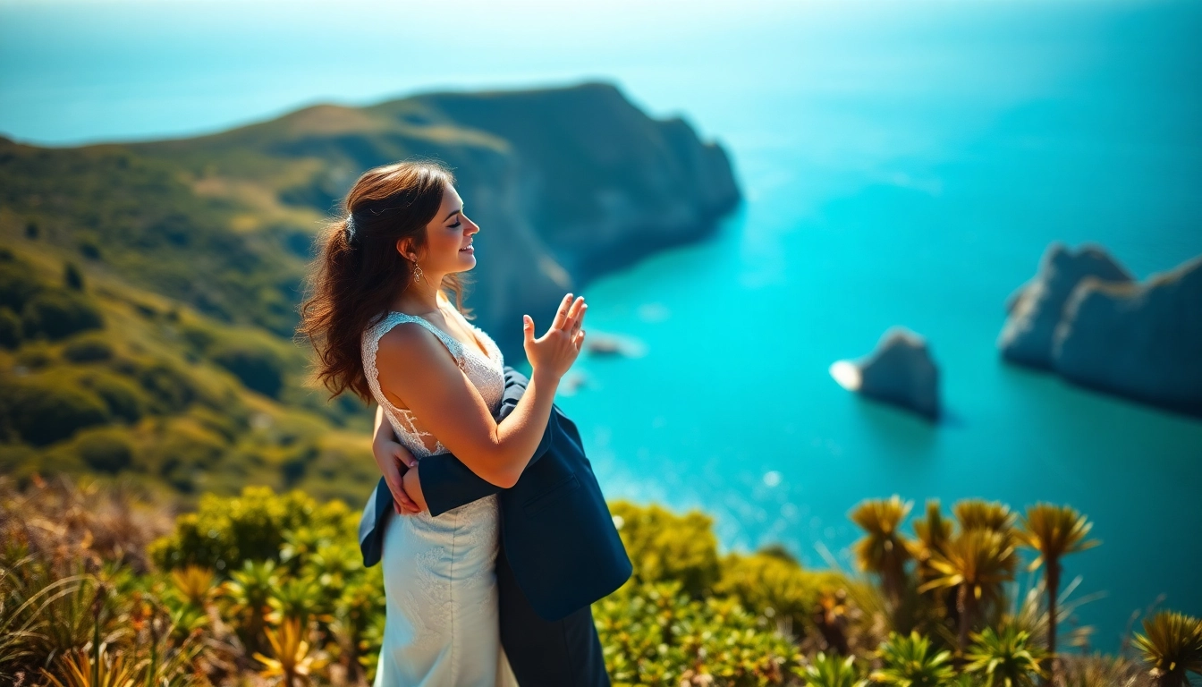 Capture the essence of Big Sur wedding photography with a couple on a scenic cliffside.