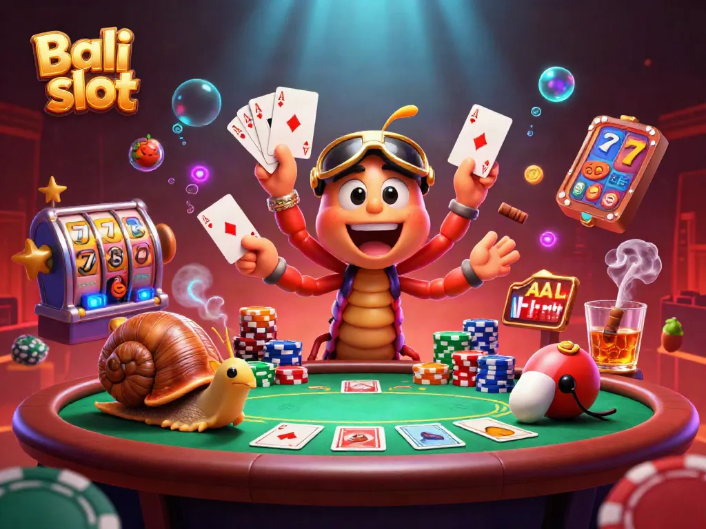 Experience thrilling gameplay with Bali slot in this dynamic 3D illustration featuring vibrant casino elements.