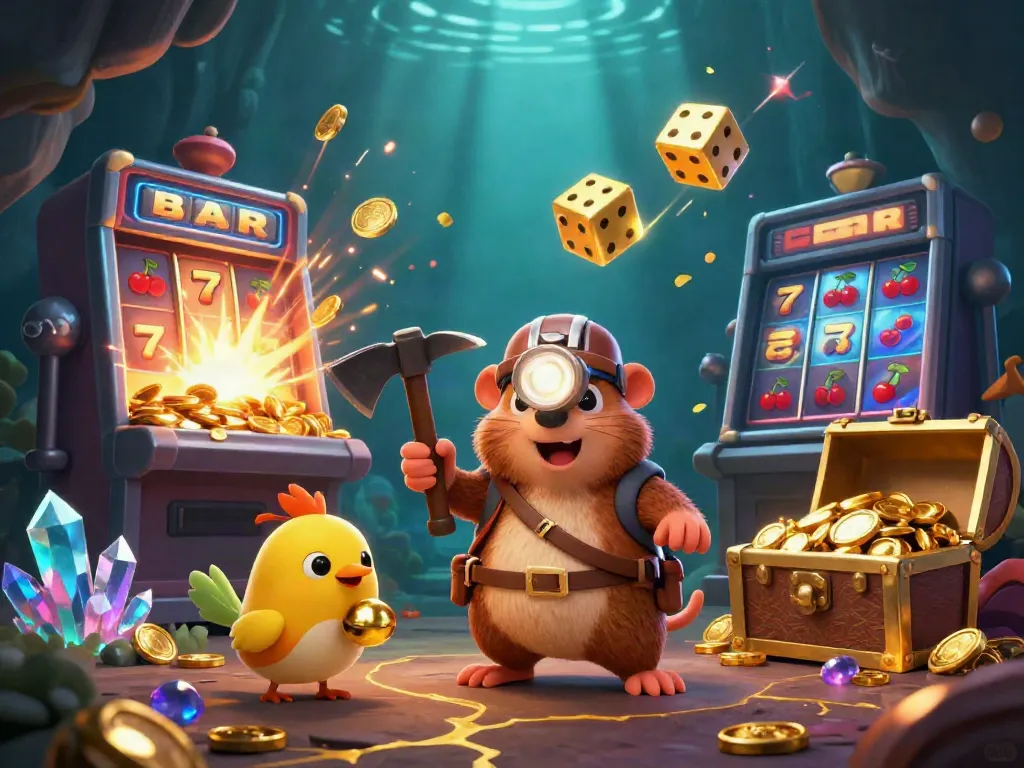 SOCOLIVE offers a thrilling gaming adventure with a treasure hunter mole and a canary amidst casino elements.