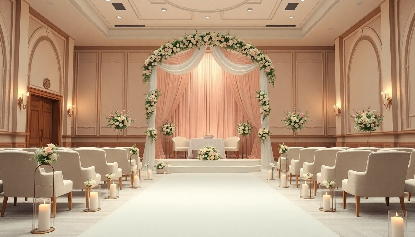 Explore the stunning Wedding Event Space Jacksonville featuring elegant decor and beautiful floral arrangements.