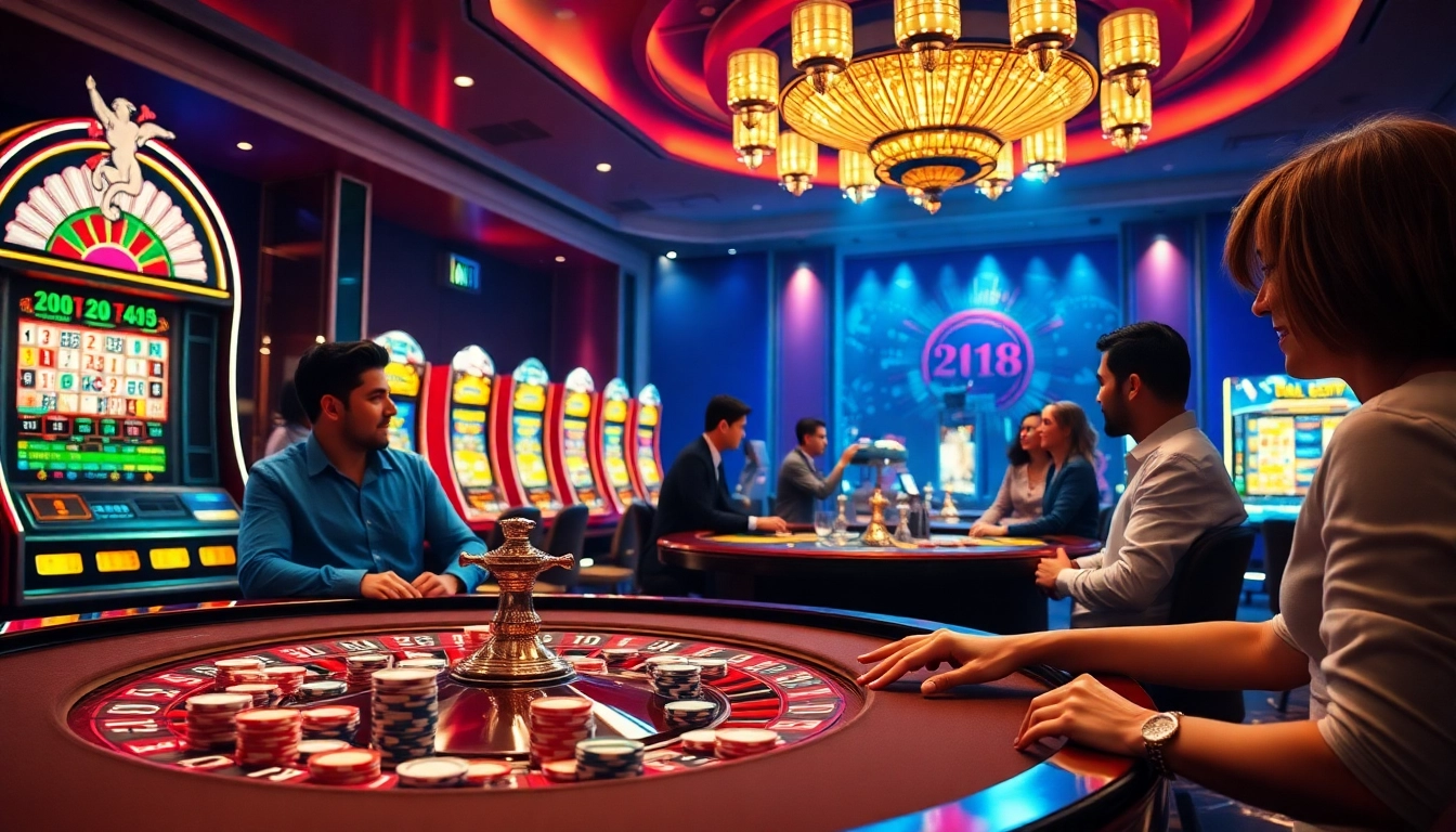 Vivez l'excitation du casino en ligne 2026 avec une activité de jeu vibrante au milieu d'éléments de casino élégants.