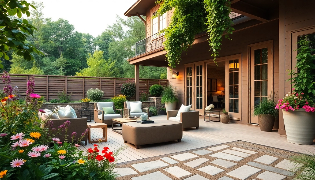 Experience Wellesley Outdoor Living with a stunning deck and lush garden atmosphere.