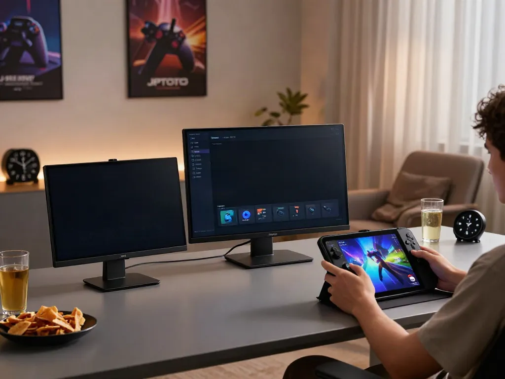Pengguna JPTOTO login di ponsel dan tablet dengan suasana santai dan modern.