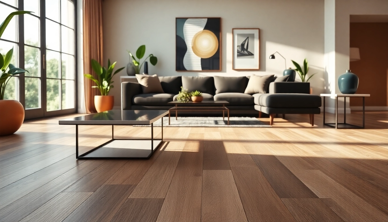 Enhance your space with luxury vinyl flooring, featuring rich textures in a stylish living room setting.