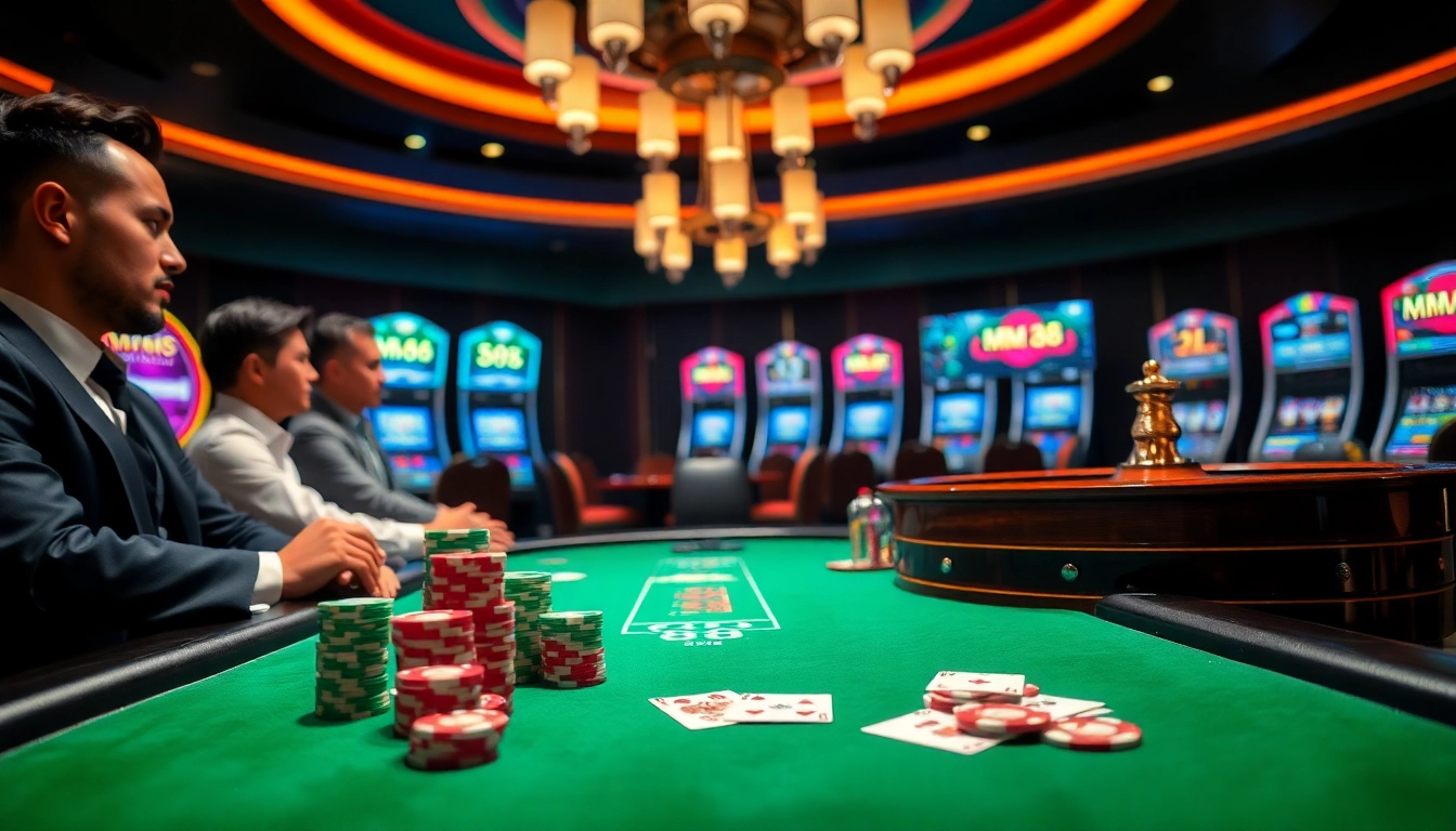 Experience the excitement of MM 88 with professional poker gameplay and vibrant casino ambiance.