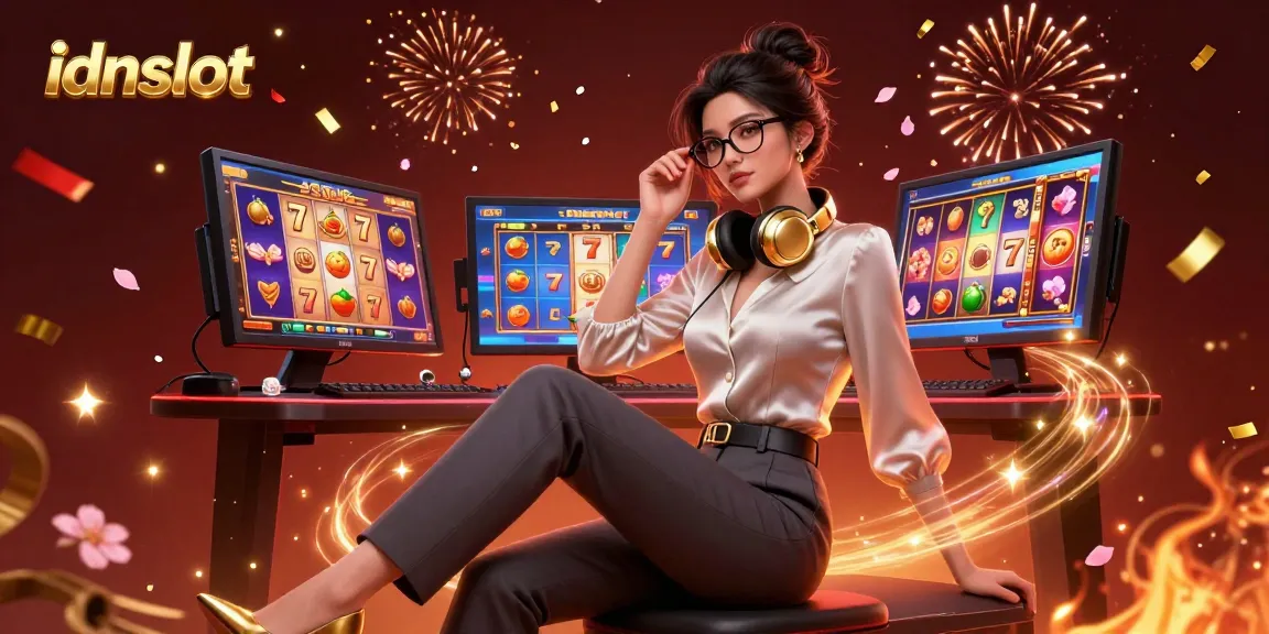 Experience thrilling gameplay with idnslot featuring a skilled gamer at a slot machine setup.