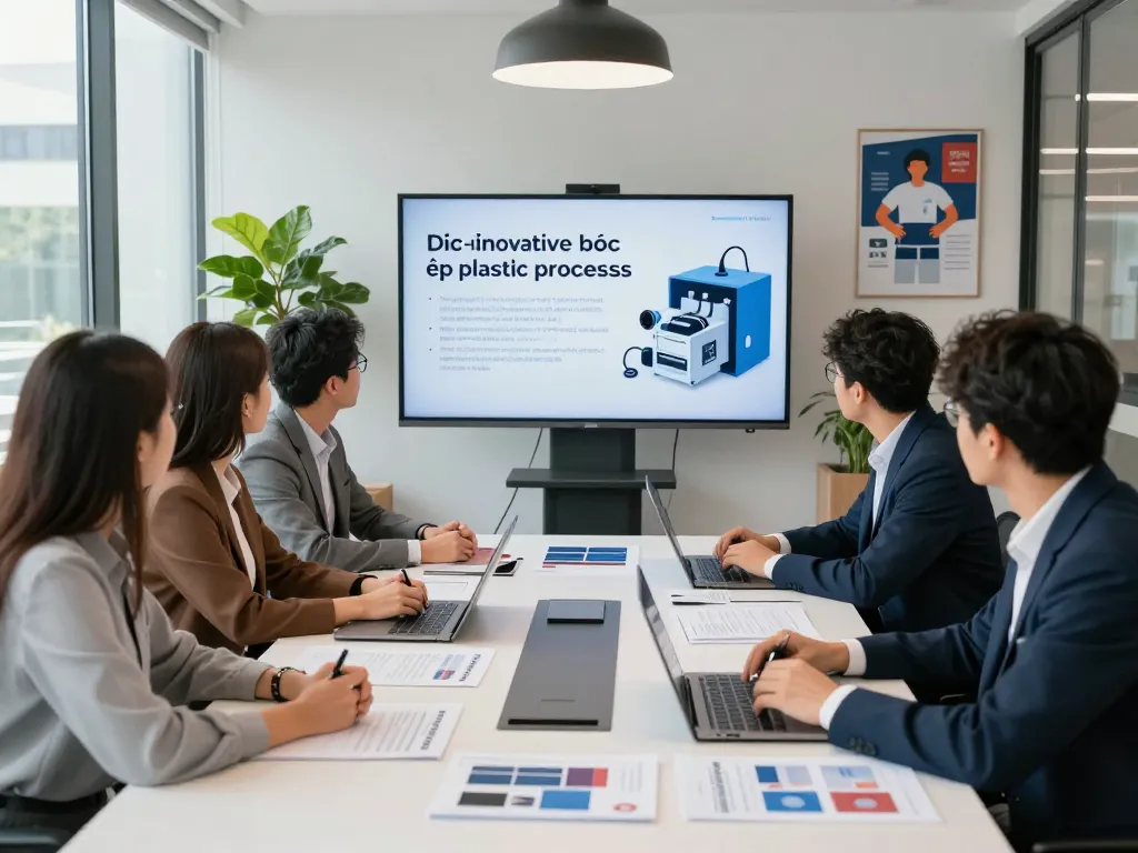 Professional team discussing dịch vụ bóc ép plastic in a modern office setting, highlighting innovative techniques for document recovery.