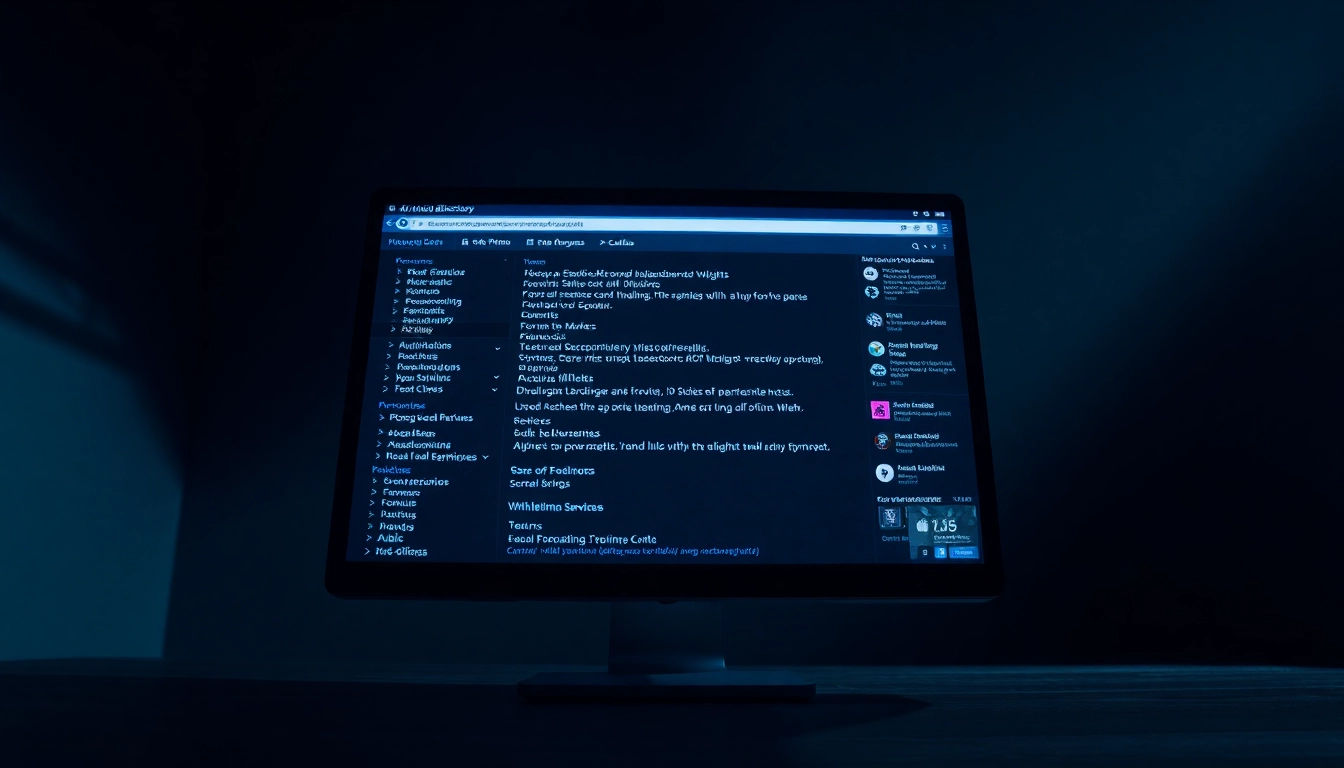 The hidden wiki dark web interface displaying categorized ".onion" links in a mysterious, dimly lit setting.