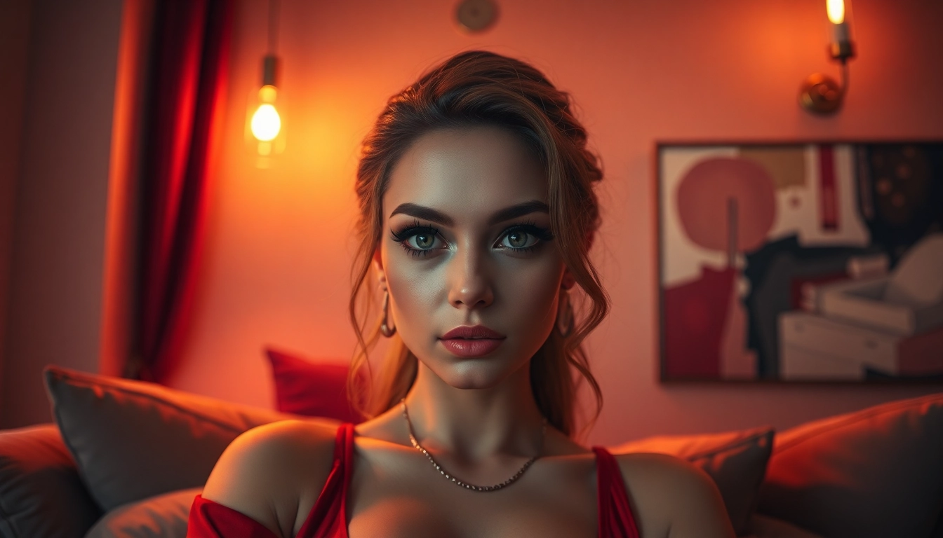 AI NSFW character in an intimate, elegantly lit setting, showcasing playful allure.