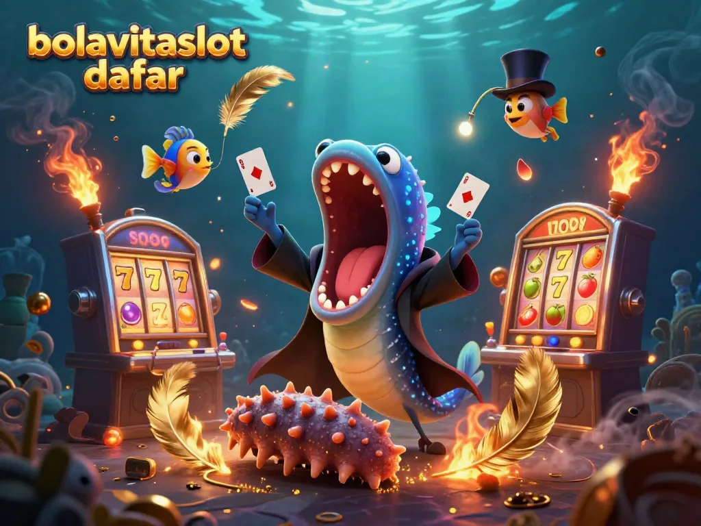 Experience the magic of bolavitaslot daftar with a captivating underwater casino scene featuring vibrant characters and action.