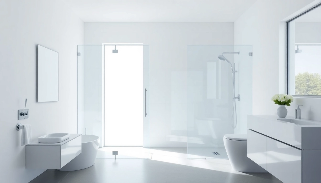 Showcasing shower screens semi frameless in a modern, stylish bathroom setting with natural light.