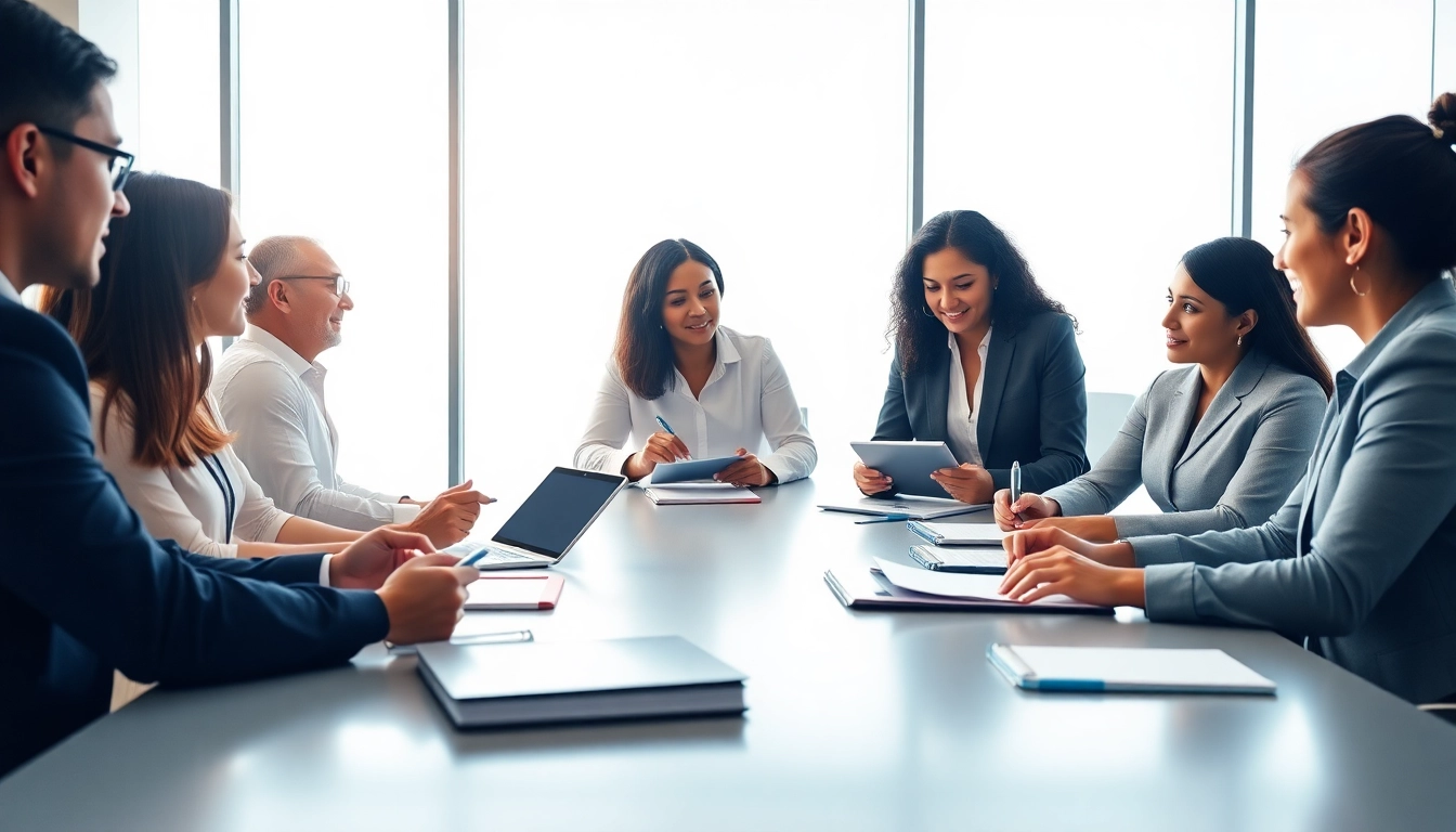 Team collaborating effectively on Proposal Writing and Management in a modern office setting.