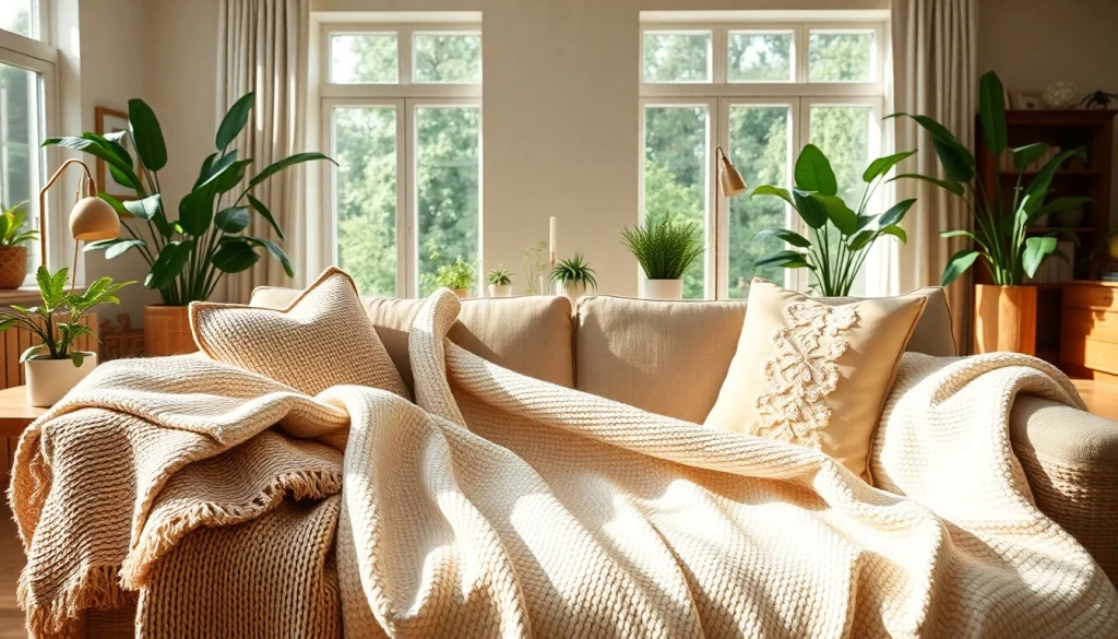 Katoen stof in een stijlvolle woonkamer, waarbij de textuur en sfeer worden benadrukt.