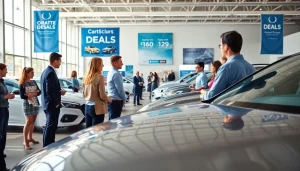 Explore options to Buy a car in a modern dealership filled with friendly staff and diverse customers.
