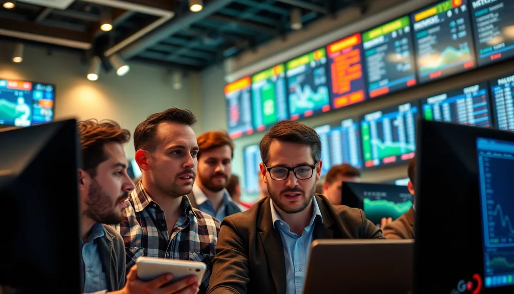 Engaging scene of diverse individuals analyzing best online sportsbooks India with excitement.