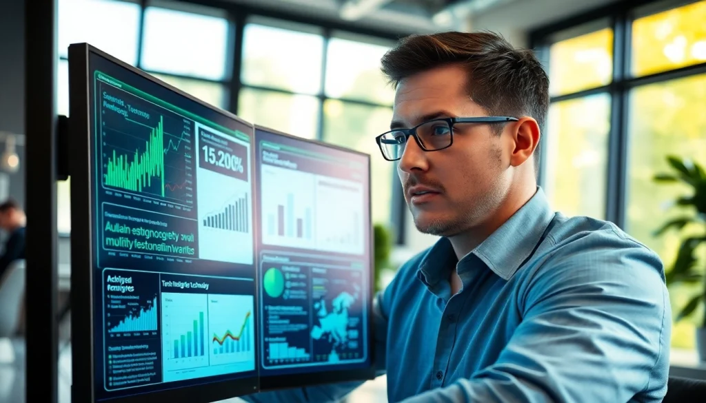 Analyze Technology trends with a professional analyst in a modern office