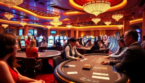 Discover vibrant gaming action at the best online casino Canada, featuring players and exciting tables.