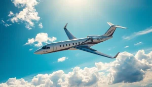 Fly 88 luxury private jet soaring in a bright blue sky, representing premium travel.