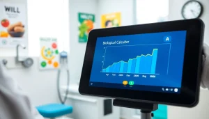 Calculate your biological age with a professional biological age calculator interface in a medical setting.