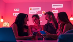 Engaging characters in a lively sex chat environment, showcasing diverse connections online.